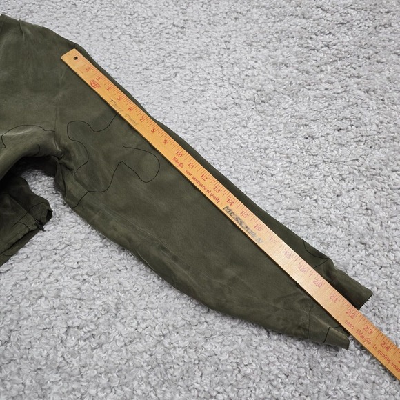 Madewell Brushed Ruched Front Top Womens 4 Green Long Sleeve Cupro V-Neck Earthy - Picture 11 of 12